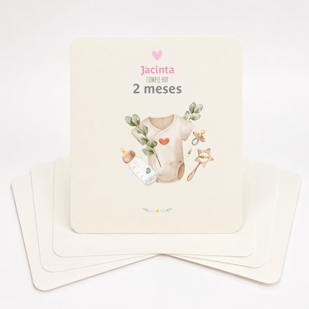 Tarjetas para Fotos Cumple Mes de Bebé: Baby Girl