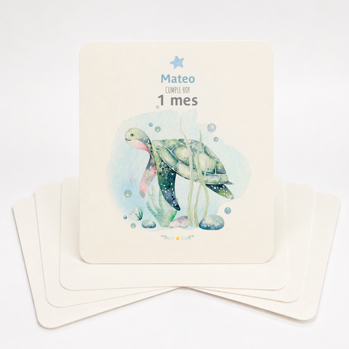 Tarjetas para Fotos Cumple Mes de Bebé: Océano
