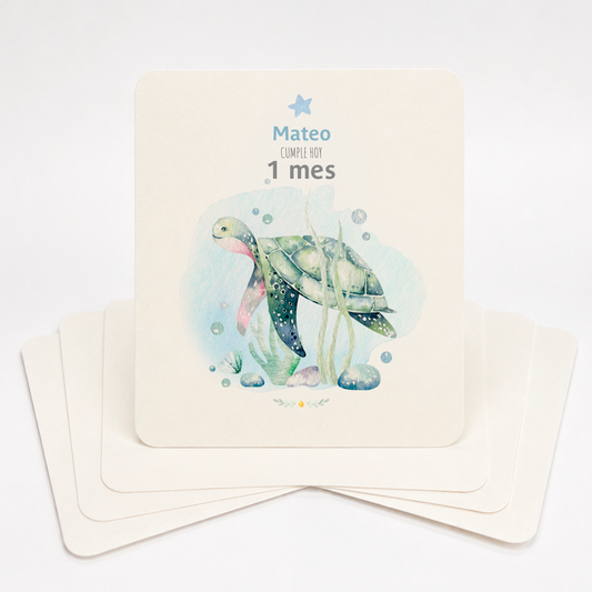 Tarjetas para Fotos Cumple Mes de Bebé: Océano
