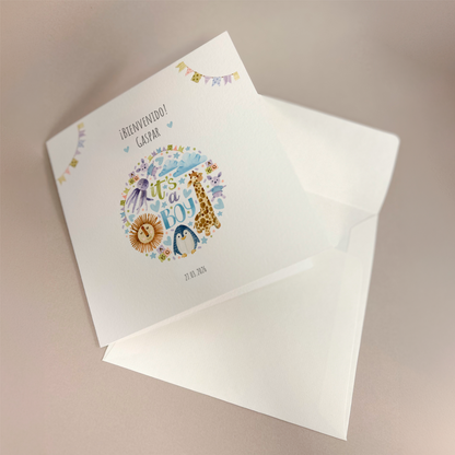 Tarjeta de felicitaciones: ¡Es un niño!